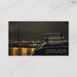 Straallichten van taxichauffeur bij nacht visitekaartje