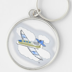 Straalvliegtuig in de lucht sleutelhanger