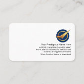 Straalvliegtuig op gouden vleugels visitekaartje (Achterkant)