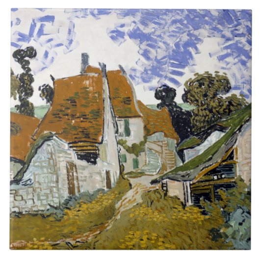 Straat Auvers-sur-Oise van Vincent van Gogh Tegeltje (Voorkant)