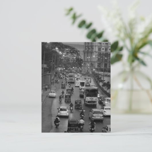 straat B&W Mumbai Briefkaart (Staand voorkant)