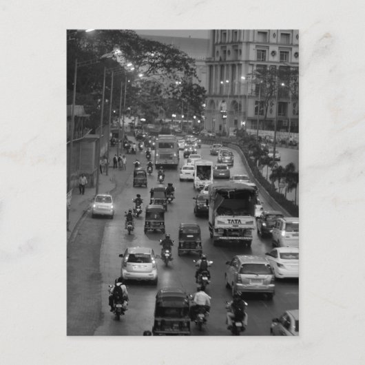 straat B&W Mumbai Briefkaart (Voorkant)