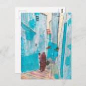 Straat Chefchaouen Marokko Paper Collage Sketch Briefkaart (Voorkant / Achterkant)