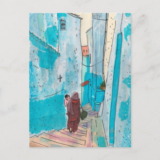 Straat Chefchaouen Marokko Paper Collage Sketch Briefkaart