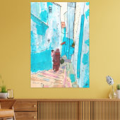 Straat Chefchaouen Marokko Paper Collage Sketch Canvas Afdruk (Insitu (Woonkamer))