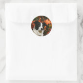 Straat Collie Autumn Ronde Sticker (Tas)