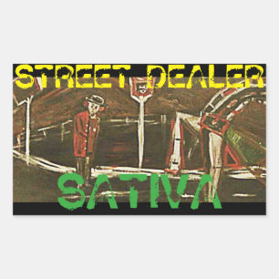 STRAAT DEALER SATIVA RECHTHOEKIGE STICKER