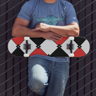Straat Grunge Argyle Patroon Vet Rood Zwart Grijs Persoonlijk Skateboard