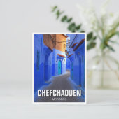 Straat in Chefchaouen Marokko Reizen Briefkaart (Staand voorkant)