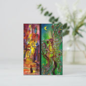 Straat in de nacht en Groene Fee Uitnodiging Briefkaart (Staand voorkant)