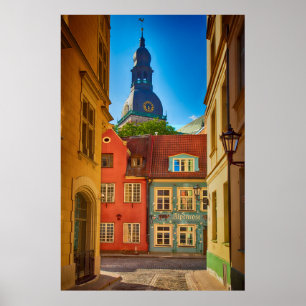 Straat in de Oude Stad Estland Poster