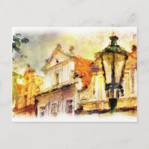 Straat in het oude deel van praag briefkaart