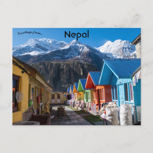Straat in Manang Nepal Briefkaart (Voorkant)