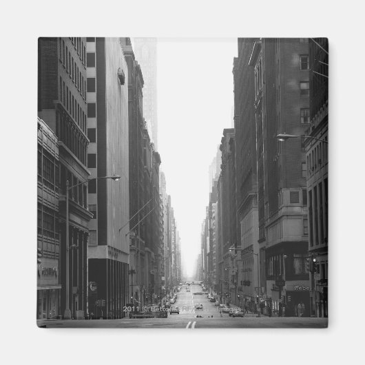 Straat in NY stad B&W Magneet (Voorkant)