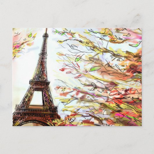 Straat in Parijs - Illustratie 2 Briefkaart (Voorkant)