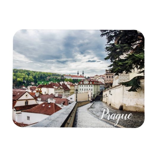Straat in Praag in het centrum van het Briefkaart Magneet (Horizontaal)