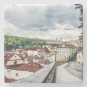 Straat in Praag Stenen Onderzetter (Voorkant)