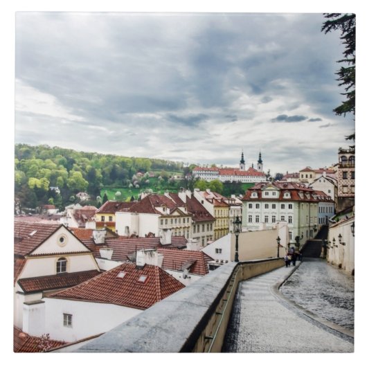 Straat in Praag Tegeltje (Voorkant)