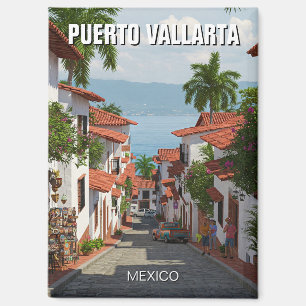 Straat in Puerto Vallarta Mexico Reizen Magneet
