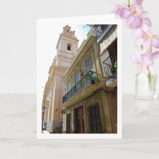 Straat in Riba-roja de Túria, Spaans dorp Kaart (Orchidee)
