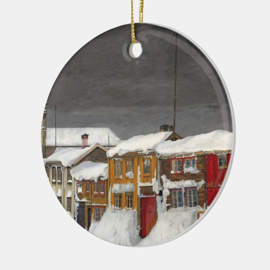 Straat in Røros in Winter (1903) Keramisch Ornament (Links)