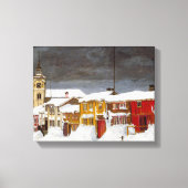 Straat in Røros in Winter Barn House Harald Sohlbe Canvas Afdruk (Voorkant)