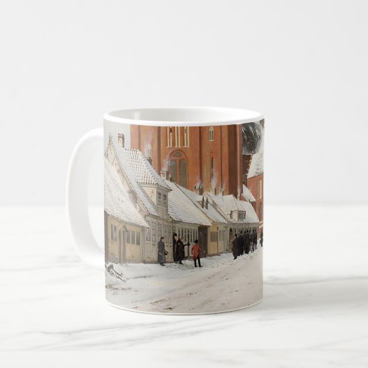 Straat in Roskilde 1836 Kerstscène Koffiemok (Voorkant links)
