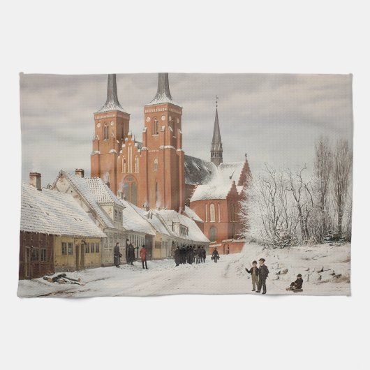 Straat in Roskilde 1836 Theedoek (Horizontaal)