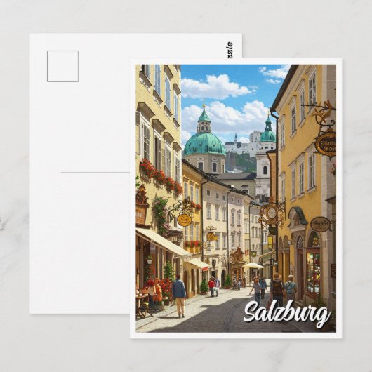 Straat in Salzburg Oostenrijk Reizen Briefkaart (Voorkant / Achterkant)