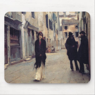 Straat in Venetië (Elegant Woman) (Singer Sargent) Muismat