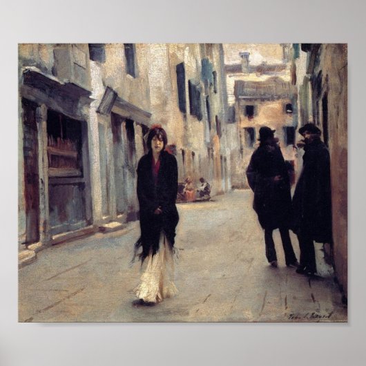 Straat in Venetië (Elegant Woman) (Singer Sargent) Poster (Voorkant)