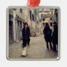 Straat in Venetië (Elegante vrouw) (Singer Sargent Metalen Ornament