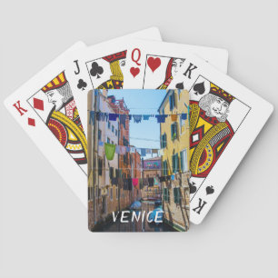 Straat in Venetië met wasgoed in Italië Pokerkaarten