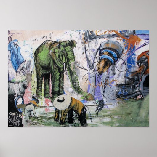 Straat Kunst van Las Palmas Elephant Poster (Voorkant)