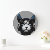 Straat kunstklep met hoofdtelefoonklok grote klok (Huis)