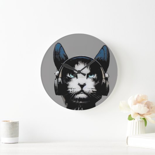 Straat kunstklep met hoofdtelefoonklok grote klok (Huis)