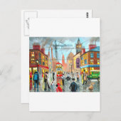 Straat leven druk nostalgisch tramstoom stort olie briefkaart (Voorkant / Achterkant)