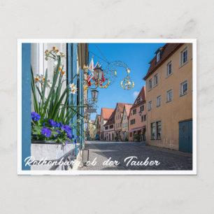 Straat met bloemen in Rothenburg ob der Tauber Briefkaart