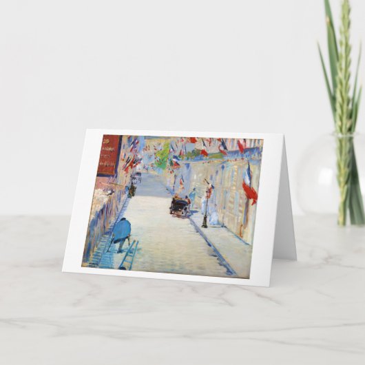 Straat met Franse vlaggen, Manet Kaart (Voorkant)
