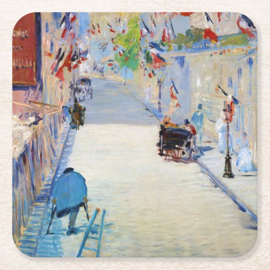 Straat met Franse vlaggen, Manet Kartonnen Onderzetters (Voorkant)