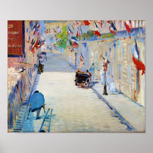 Straat met Franse vlaggen, Manet Poster (Voorkant)