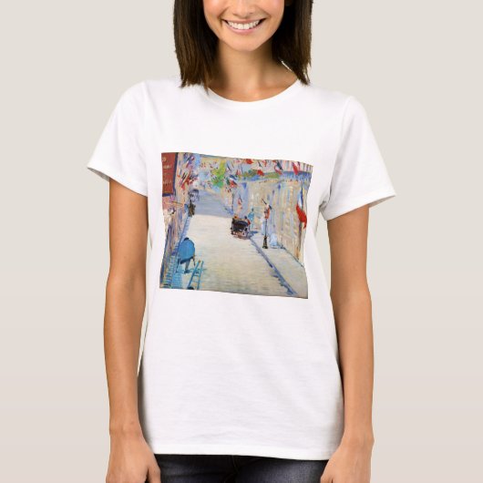 Straat met Franse vlaggen, Manet T-shirt (Voorkant)