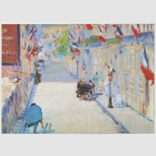 Straat met Franse vlaggen, Manet Tissuepapier