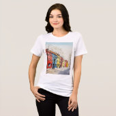 Straat met kleurrijke huizen Tri-Blend shirt (Voorkant volledig)