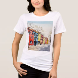 Straat met kleurrijke huizen Tri-Blend shirt