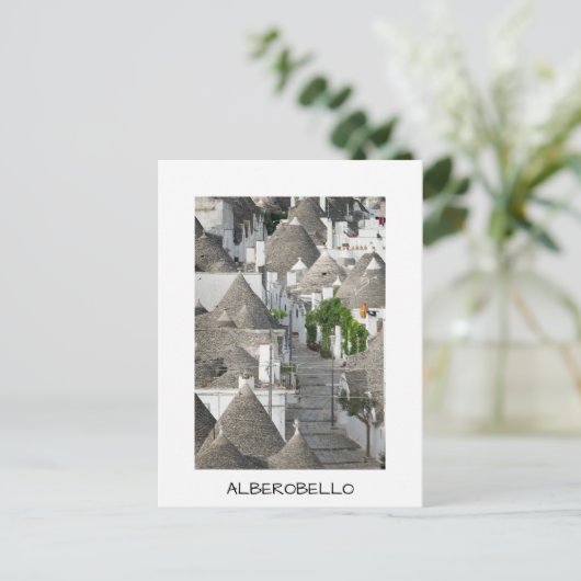 Straat met trulli-huizen in Alberobello, Puglia Briefkaart (Staand voorkant)
