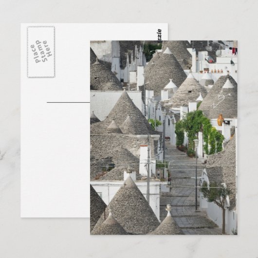 Straat met trulli-huizen in Alberobello, Puglia Briefkaart (Voorkant / Achterkant)
