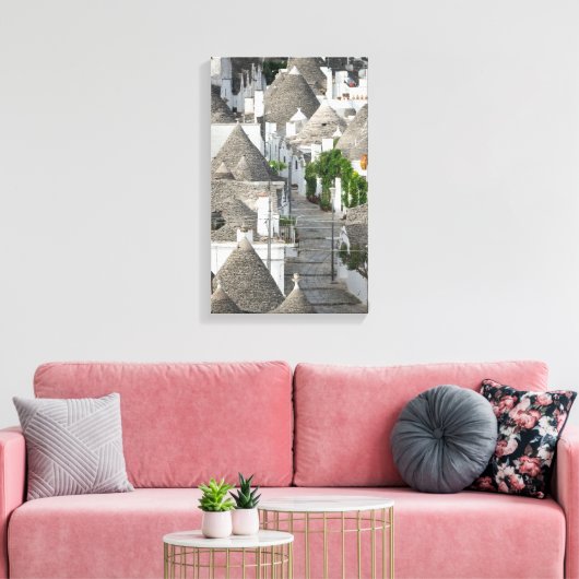 Straat met trulli-huizen in Alberobello, Puglia Canvas Afdruk (Insitu (Woonkamer))