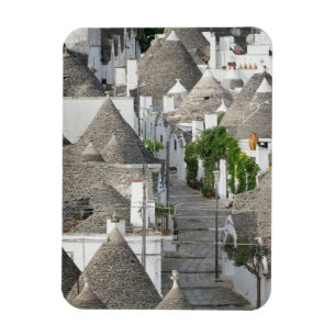 Straat met trulli-huizen in Alberobello, Puglia Magneet