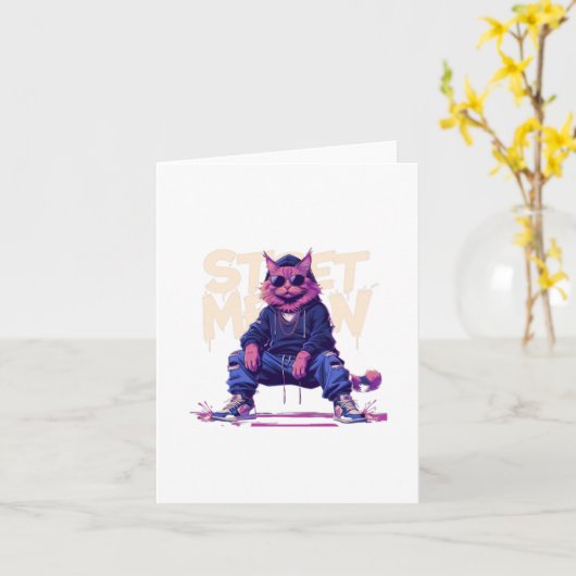 Straat miauw! Sticker Kaart (Gele Bloem)